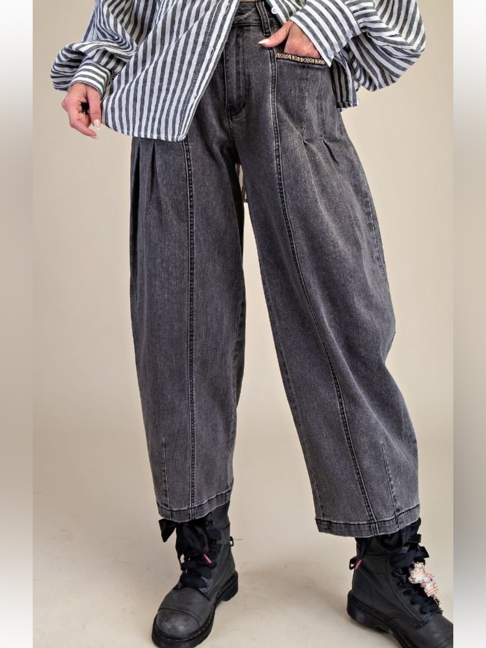 485 EASEL ASH BLACK DENIM PANTS